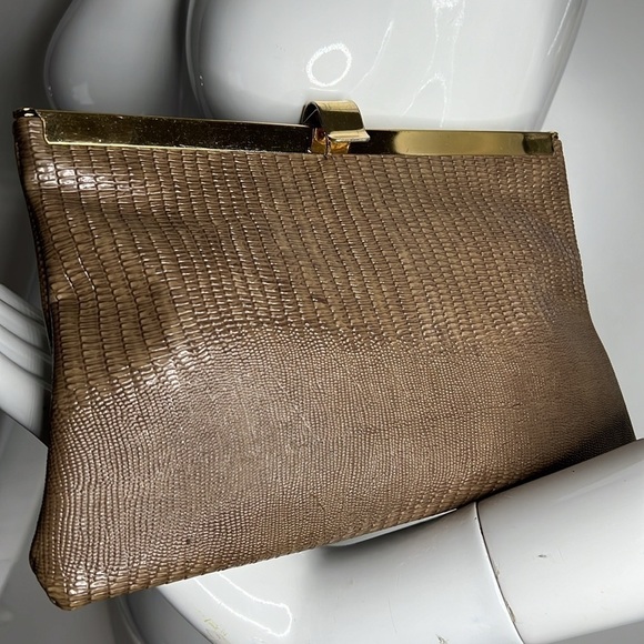 Lizard embossed vintage clutch bag - Picture 1 of 7